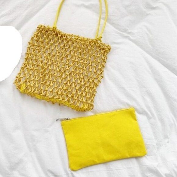 Boho Shoulder Bag /Yellow Rope/ Beachy / Island Handbag- NWT - Picture 2 of 10